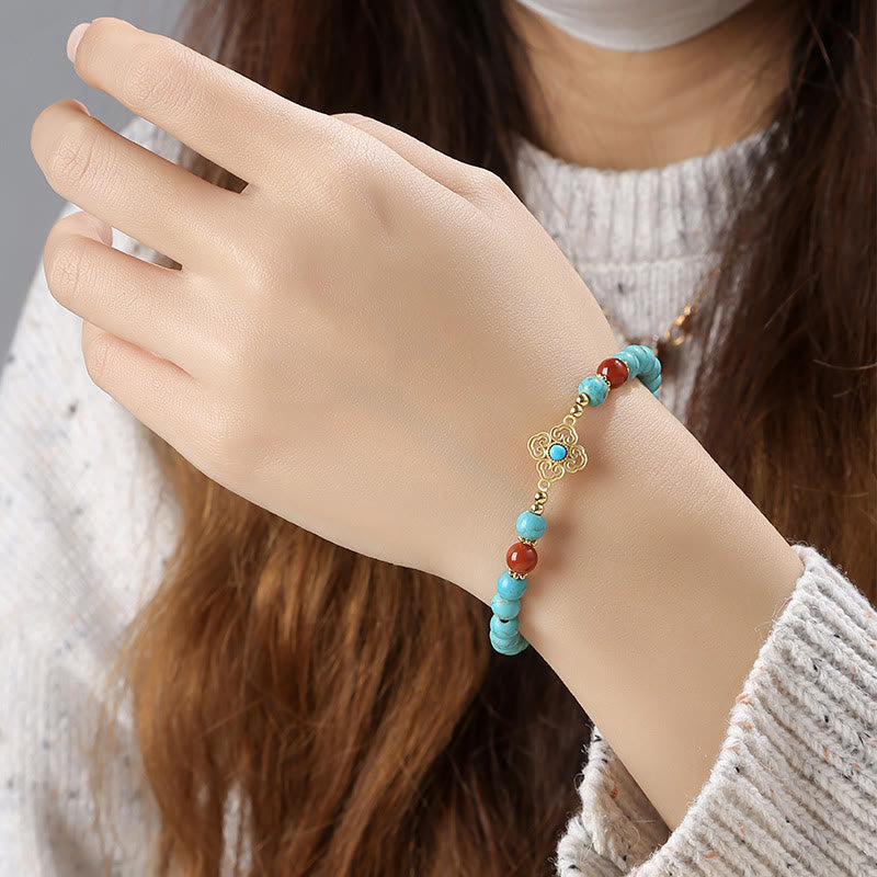 Pulsera de equilibrio de protección de cuentas turquesas de Buddha Stones