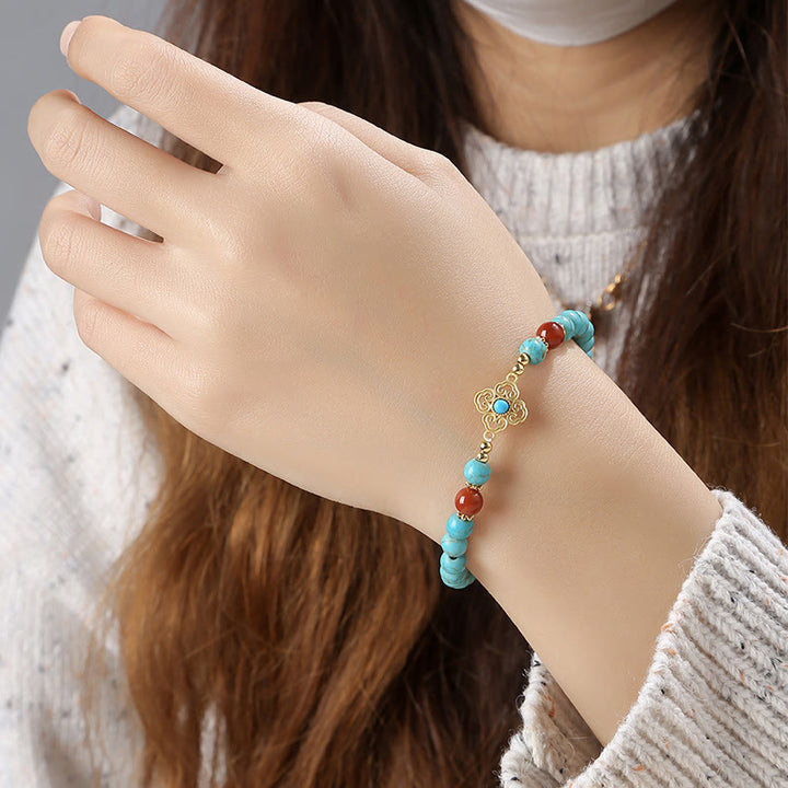 Pulsera de equilibrio de protección de cuentas turquesas de Buddha Stones