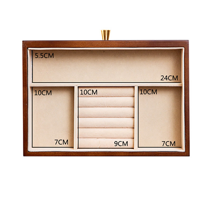 Caja de almacenamiento de joyería Retro de madera maciza con Buddha Stones, con cajón