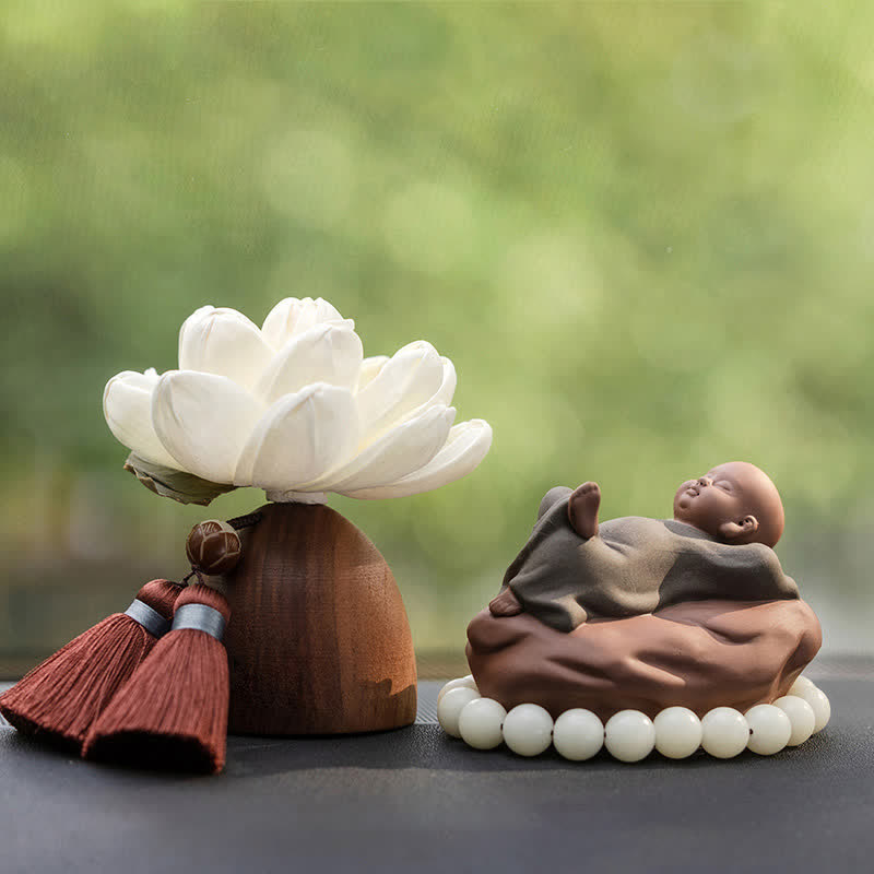 Decoraciones de cura calmante de flor de Buda de madera de melocotón negro