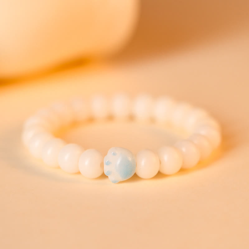Pulsera de la paz con Buddha Stones, semillas naturales de Bodhi, pata encantadora, pata de gato de la suerte - Azul - image 9