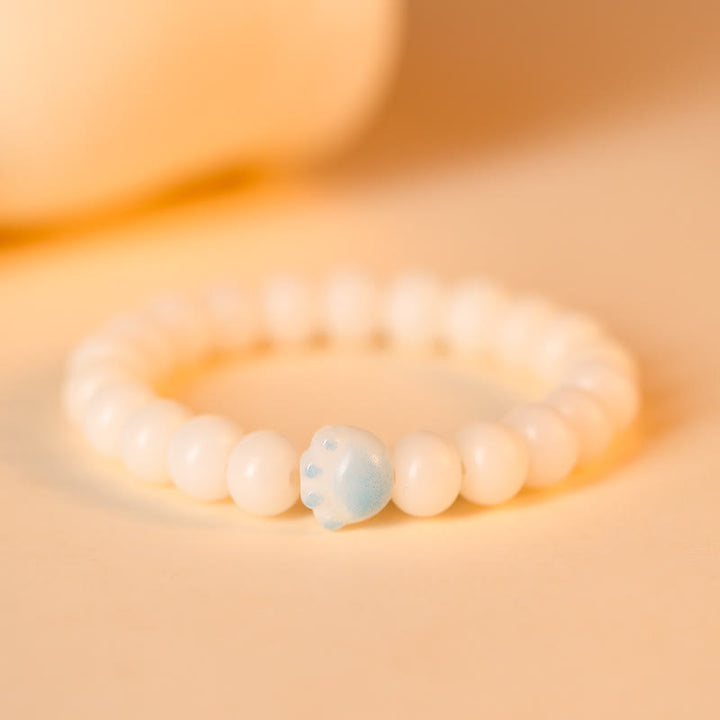 Pulsera de la paz con Buddha Stones, semillas naturales de Bodhi, pata encantadora, pata de gato de la suerte - Azul - image 9