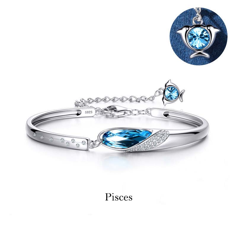Pulsera con dijes de las 12 constelaciones del zodíaco de cobre bañado en plata 925 con Buddha Stones