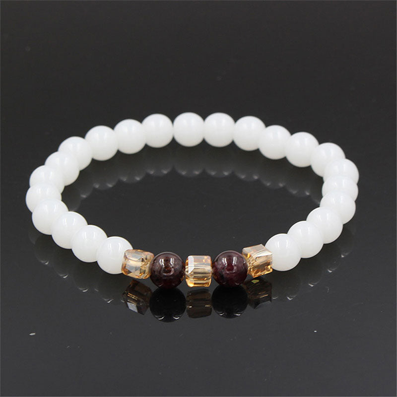 Pulsera de protección de jade blanco natural con Buddha Stones