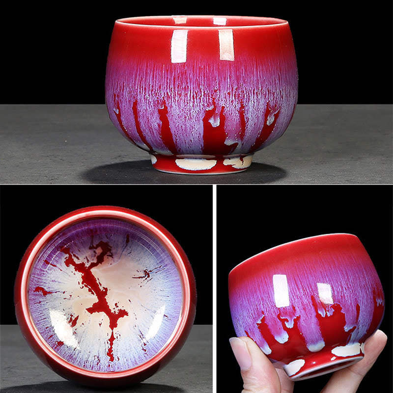 Taza de té de cerámica con cambio de horno de esmalte Jianzhan chino , Buddha Stones, taza de té Tenmoku Kung Fu