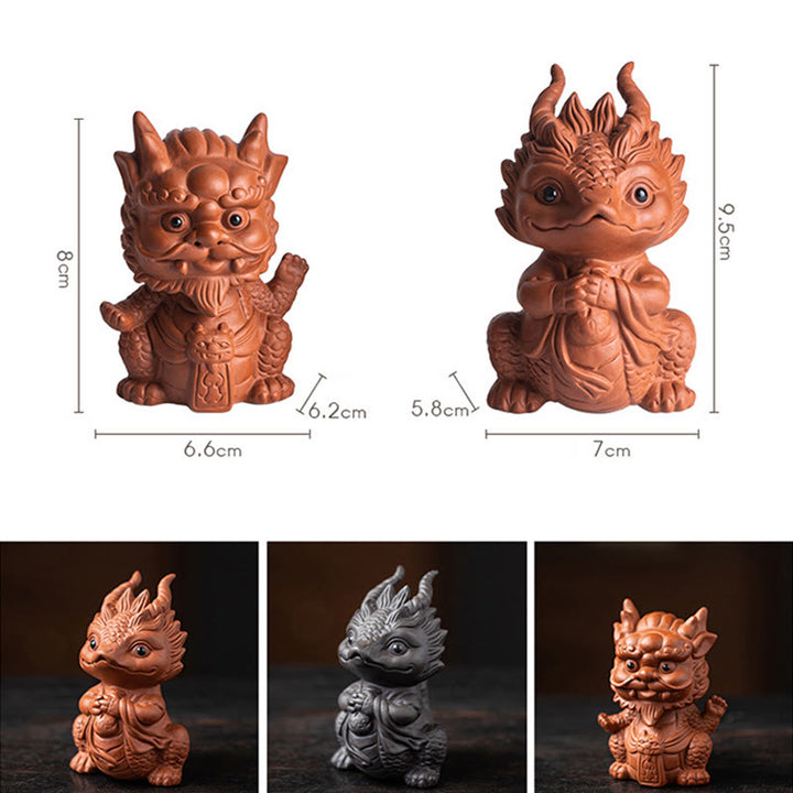 Buddha Stones, dragón de la suerte, riqueza, té, mascota, figura decorativa de arcilla púrpura, decoración