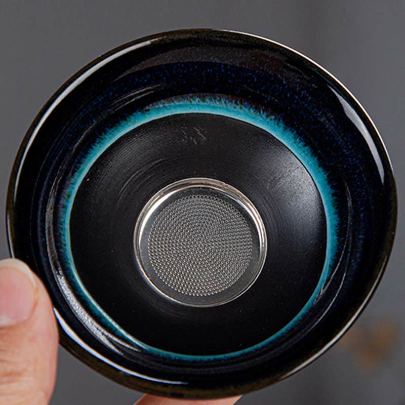 Juego de caja con bolsa de regalo portátil, tetera de cerámica de té Gongfu chino, Color degradado en azul, Buddha Stones - image 4