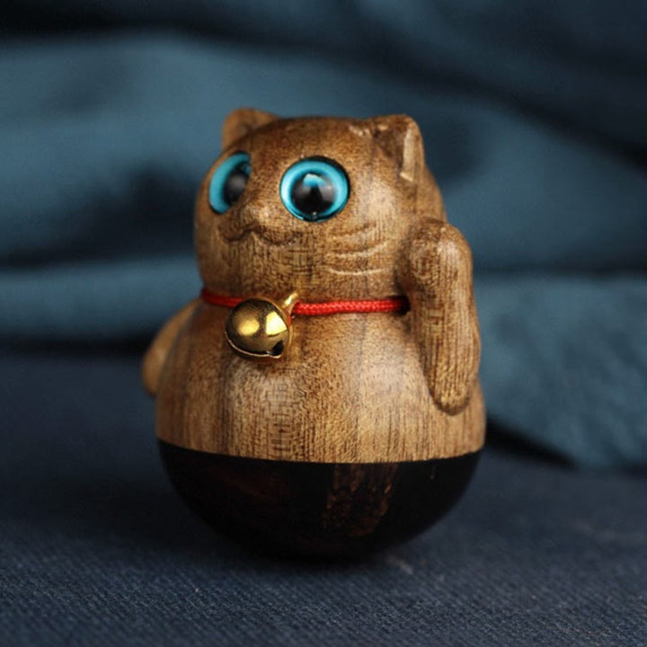 Buddha Stones Mini gato de la suerte gatito Phoebe Zhennan decoración de bendición de madera - image 18