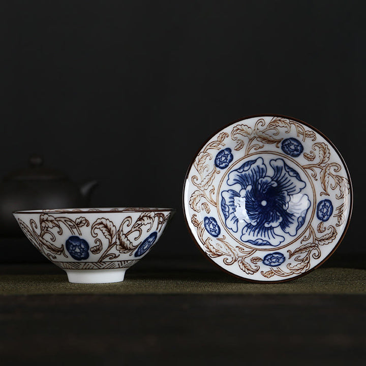 Taza de té de Buddha Stones, flores, carácter Fu, montañas, loto, flores de cerezo, taza de té de Kung Fu