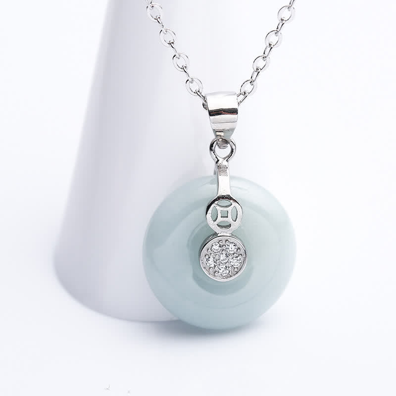 Colgante de plata de ley 925 con hebilla de la paz, moneda de jade, suerte - image 2