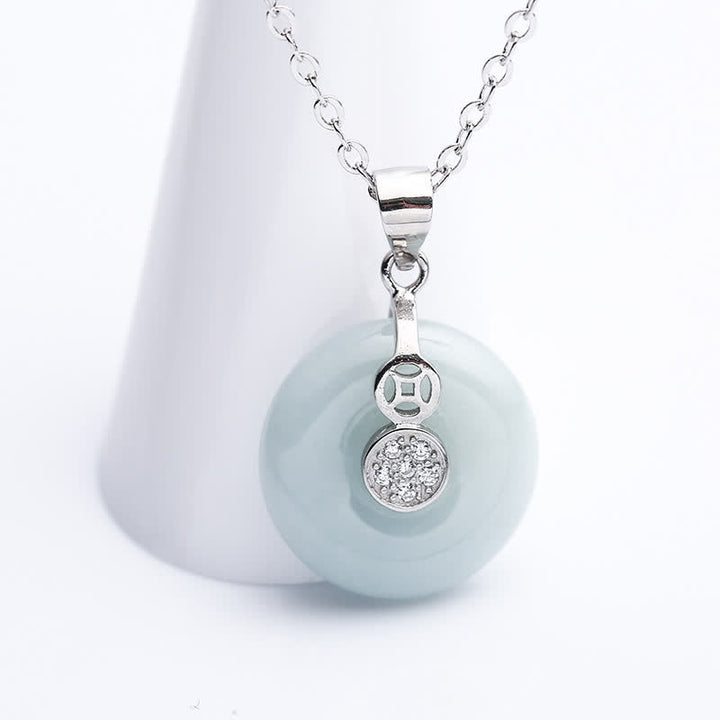 Colgante de plata de ley 925 con hebilla de la paz, moneda de jade, suerte - image 2