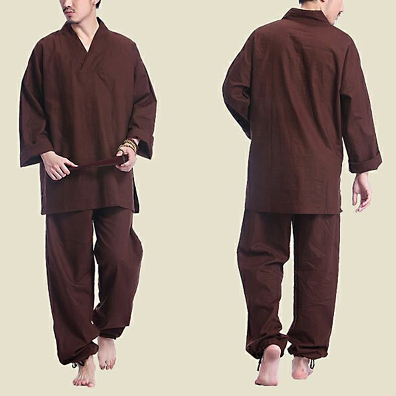 Conjunto de ropa de Yoga para hombre, diseño con cuello en V , Buddha Stones, meditación, oración, espiritual, Zen, lino y algodón - image 2