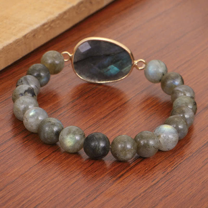 Pulsera de cuentas curativas con soporte de piedra lunar de labradorita natural de Buddha Stones - image 6