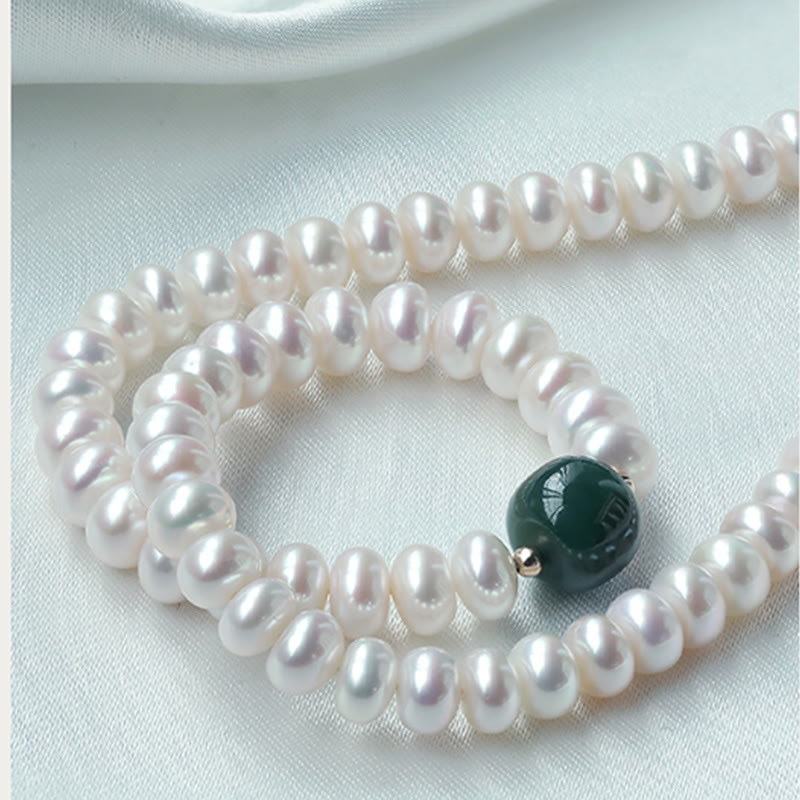 Buddha Stones de Plata de Ley 925, Perla Natural, Jade hetiano, aguamarina, sabiduría, sinceridad, collar, pulsera con colgante - image 2