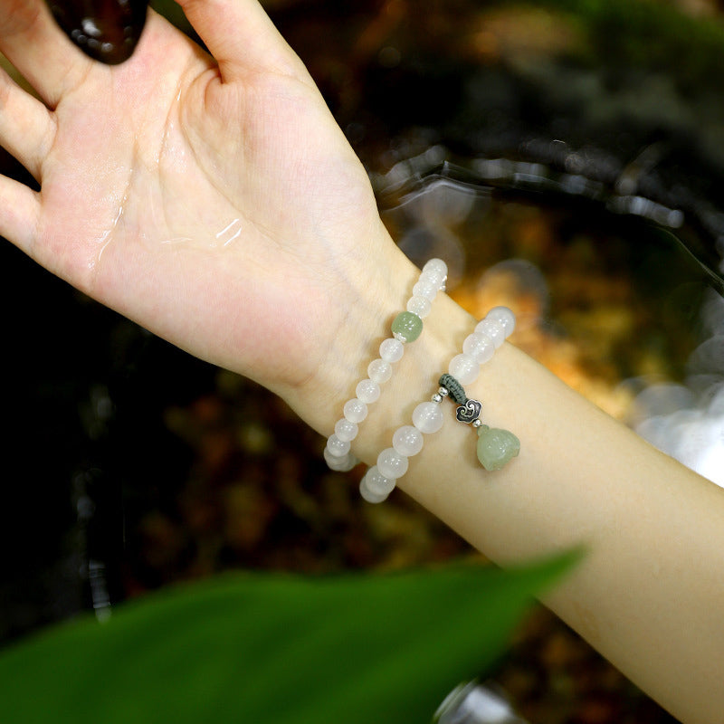 Pulsera de protección de loto de jade de ágata blanca