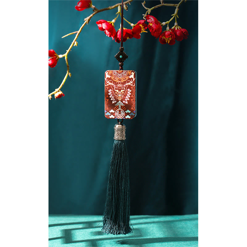 Buddha Stones hechas a mano, alce, ciervo, madera de ébano, equilibrio, borla, decoración colgante para coche