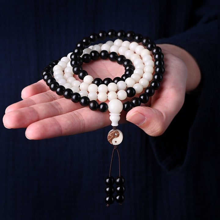 Collar Protección YinYang Ébano Buddha Stones Mala