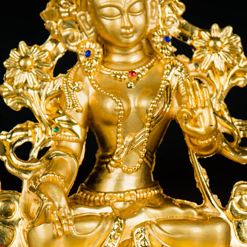 Decoración de estatua chapada en oro con protección de esperanza de Tara Blanca Bodhisattva - image 12