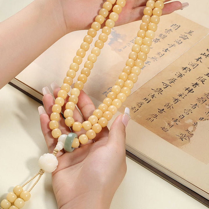 Pulsera con dije de armonía y paz con cuentas de loto y semilla de Bodhi Natural de Buddha Stones