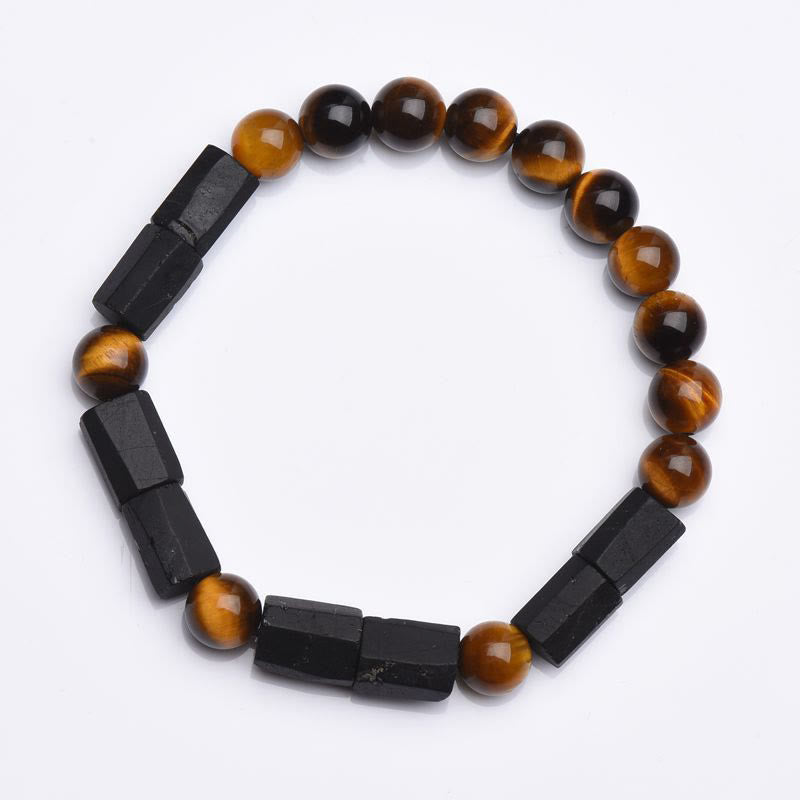 Pulsera positiva de ojo de tigre de turmalina negra natural de Buddha Stones
