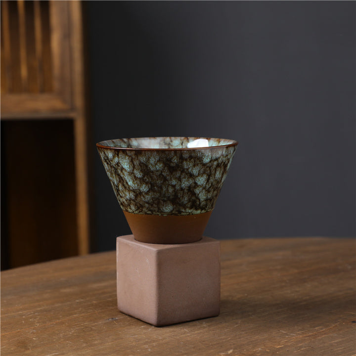 Taza de café de cerámica con cambio de horno Retro Buddha Stones, taza de café expreso con Base de 200ml