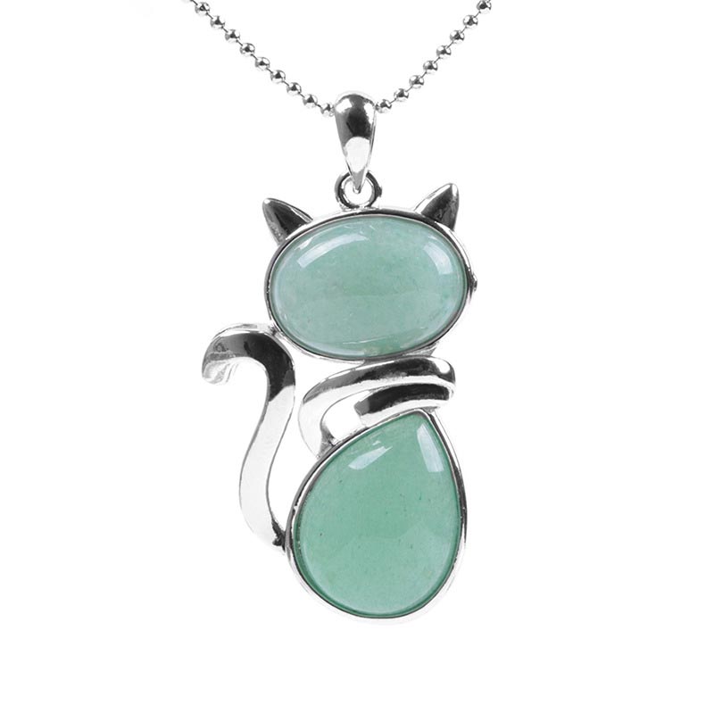 Colgante de collar de protección de cristal natural con patrón de gato de Buddha Stones - image 2