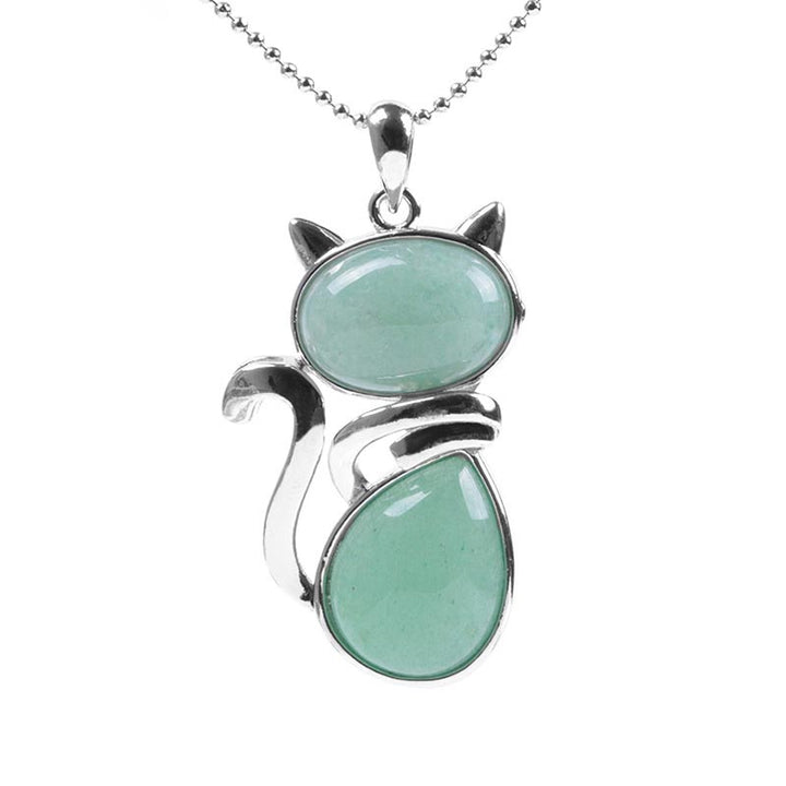 Colgante de collar de protección de cristal natural con patrón de gato de Buddha Stones - image 2