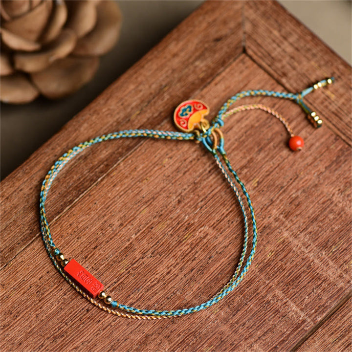 Pulsera de doble capa trenzada con Buddha Stones hechas a mano con cinabrio como uno desea bendición
