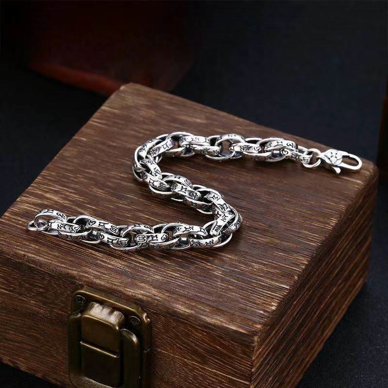 Pulsera de creatividad con amuleto tallado Om Mani Padme Hum tibetano con Buddha Stones