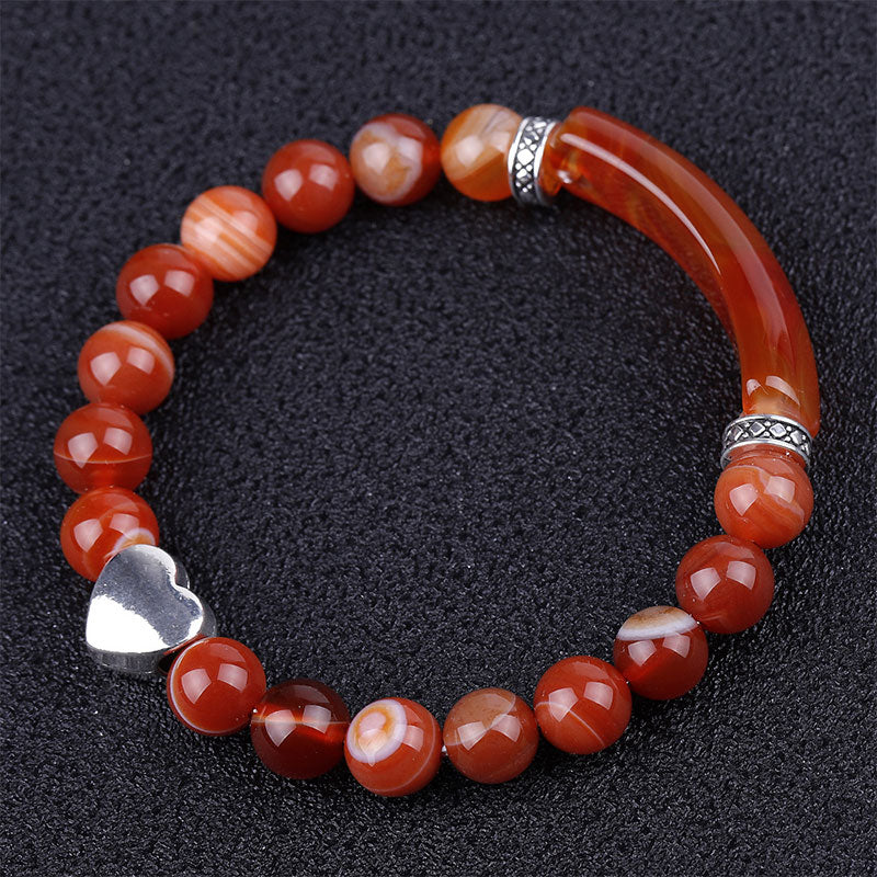 Pulsera de corazón unisex con cuentas de cristal natural