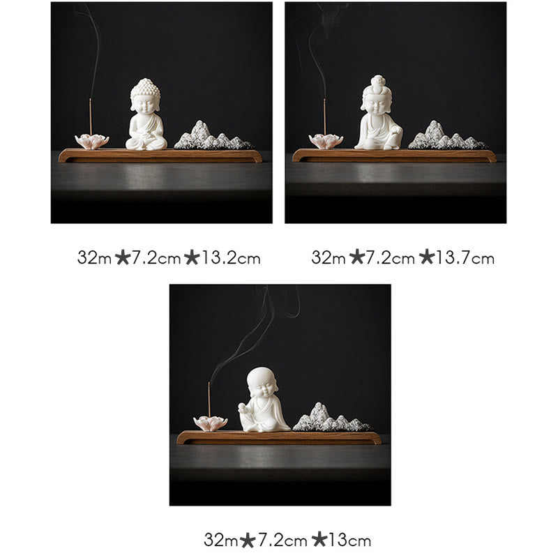 Buddha Stones, flor de loto, Tathagata Kwan Yin, Avalokitesvara Ksitigarbha, palo de cerámica para meditación, decoración de quemador de incienso