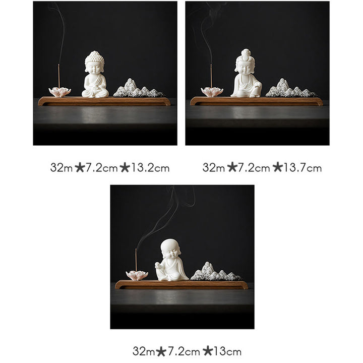 Buddha Stones, flor de loto, Tathagata Kwan Yin, Avalokitesvara Ksitigarbha, palo de cerámica para meditación, decoración de quemador de incienso