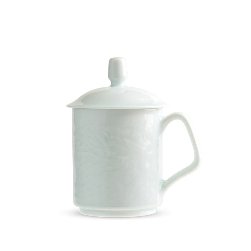 Buddha Stones Jingdezhen, porcelana blanca hecha a mano, gran pared, paisaje, taza de té de cerámica grabada, taza de oficina, tazas de té