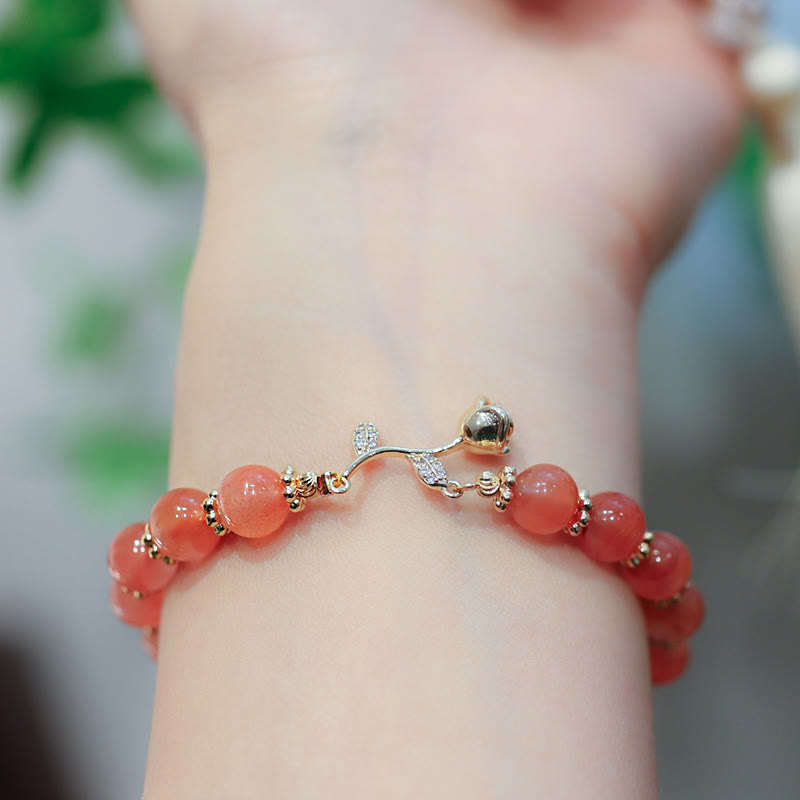 Pulsera de cadena tranquila con Buddha Stones, ágata roja natural, rosa, confianza
