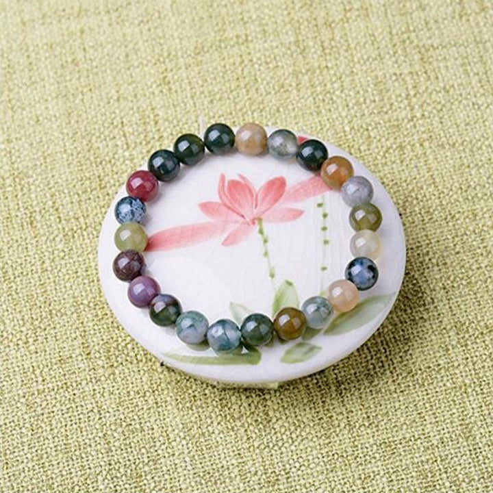 Pulsera de yoga de la suerte con cuentas de ágata india de Buddha Stones