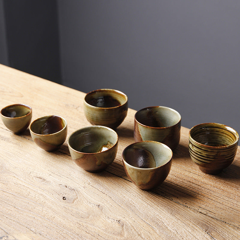 Buddha Stones Vintage marrón Beige horno cambio taza de té de cerámica Kung Fu taza de té tazón
