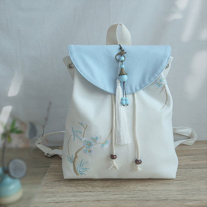 Mochila de lona de gran capacidad bordada hecha a mano con Buddha Stones - image 42