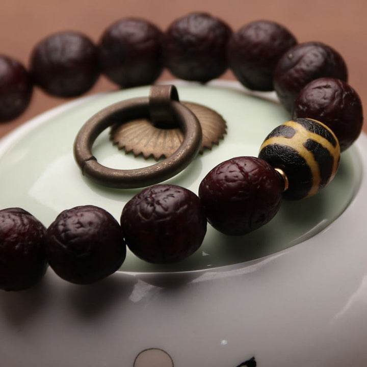Cuenta de ágata de semilla de Bodhi tibetana, abalorio de borla de suerte y riqueza, Mala para muñeca