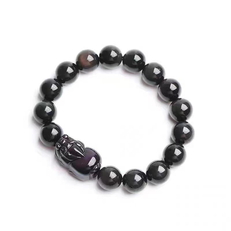 Pulsera curativa de obsidiana arcoíris FengShui PiXiu de Buddha Stones