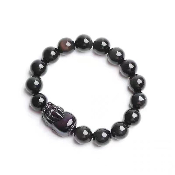 Pulsera curativa de obsidiana arcoíris FengShui PiXiu de Buddha Stones