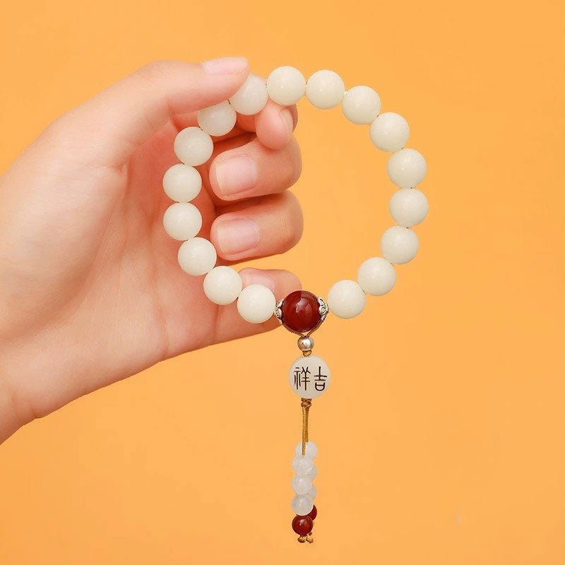 Buddha Stones, semilla de Bodhi, ágata roja, obsidiana negra, cristal rosa, Cuarzo rutilado, pulsera Mala de muñeca de la paz