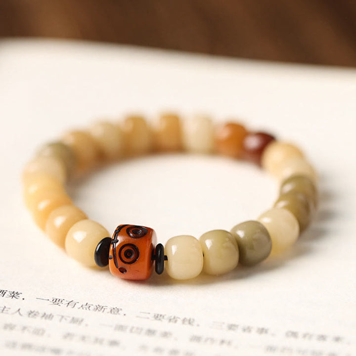 Buddha Stones Semilla Bodhi Natural El Señor del Bosque Cadáver Om Mani Padme Hum Pulsera de Sabiduría