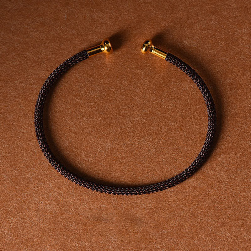 Pulsera de cuerda trenzada de la suerte hecha a mano con diseño simple de Buddha Stones - Marrón - image 17