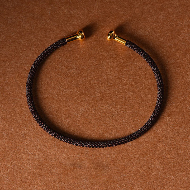 Pulsera de cuerda trenzada de la suerte hecha a mano con diseño simple de Buddha Stones - Marrón - image 17