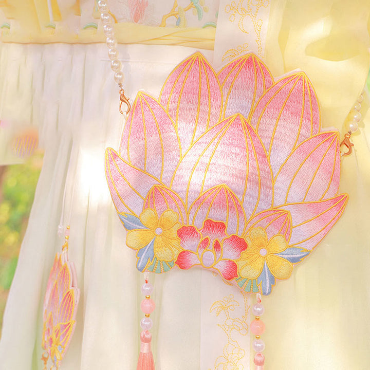 Buddha Stones suerte bordado loto Koi pez conejo flor Hanfu bolso bandolera bolso de hombro - Flor de loto - image 28