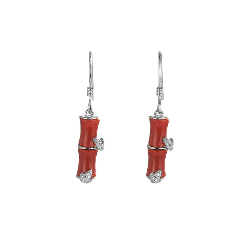 Pendientes colgantes de la suerte de bambú de ágata roja, ojo de gato, crisoberilo, Jade hetiano de plata de ley 925 - Plata - Ágata roja (Confianza ♥Calma) - image 15