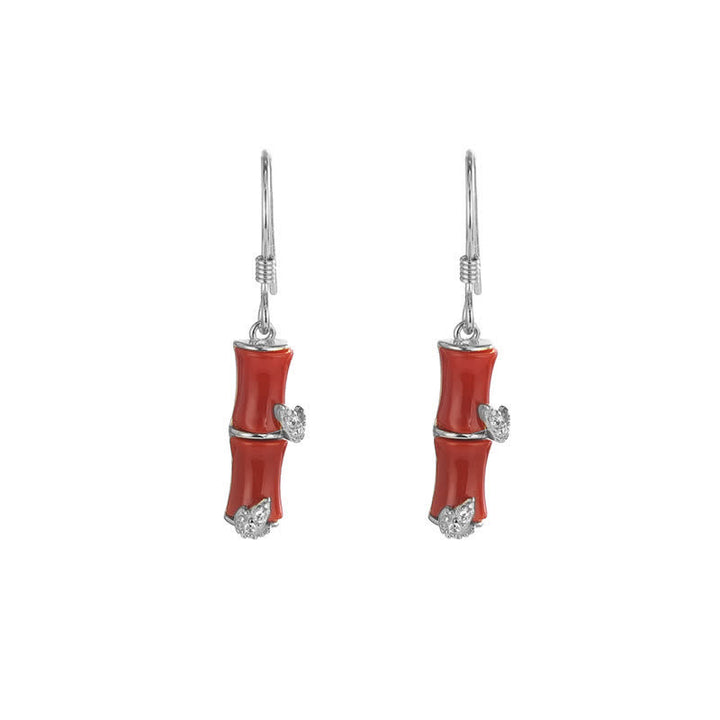 Pendientes colgantes de la suerte de bambú de ágata roja, ojo de gato, crisoberilo, Jade hetiano de plata de ley 925 - Plata - Ágata roja (Confianza ♥Calma) - image 15