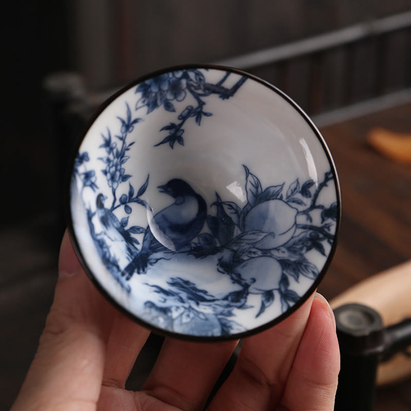 Taza de té de Buddha Stones, flores, carácter Fu, montañas, loto, flores de cerezo, taza de té de Kung Fu