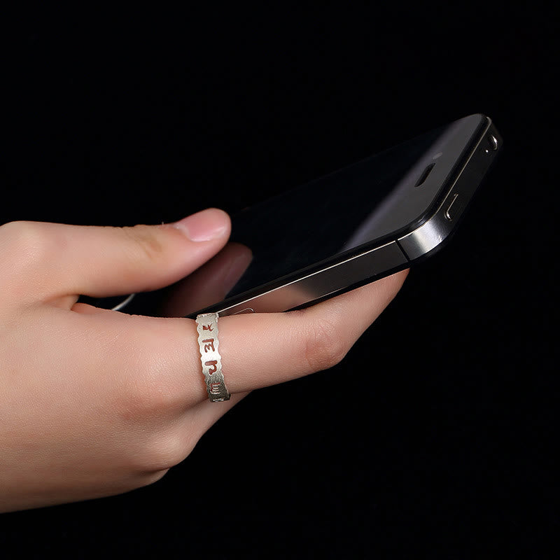 Anillo hueco de paz Om Mani Padme Hum de plata de ley 925 tibetana con Buddha Stones - image 4