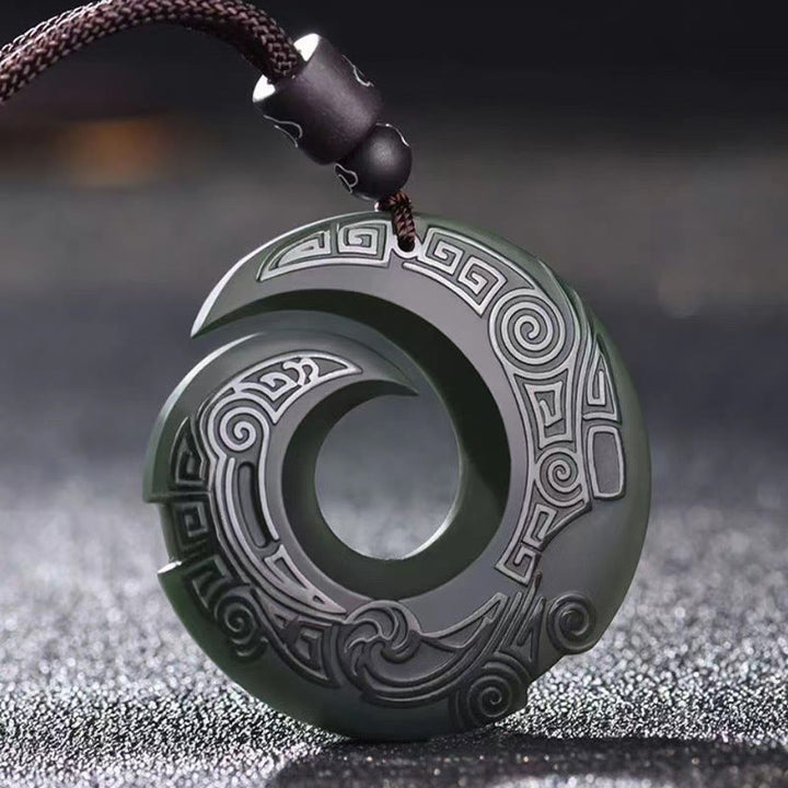 Buddha Stones, la suerte mejora el diseño, colgante de collar de la suerte con hebilla de la paz de Jade cian hetiano - Jade cian (Éxito♥Sanación) - image 0